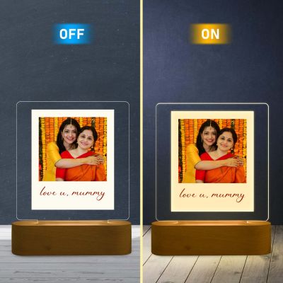 Personalized Led Photo Frame Lamp with Warm White Light & Wooden Stand Birthday Gift for Mom from Daughter Mothers Day Gift Memorable Gift for Mom